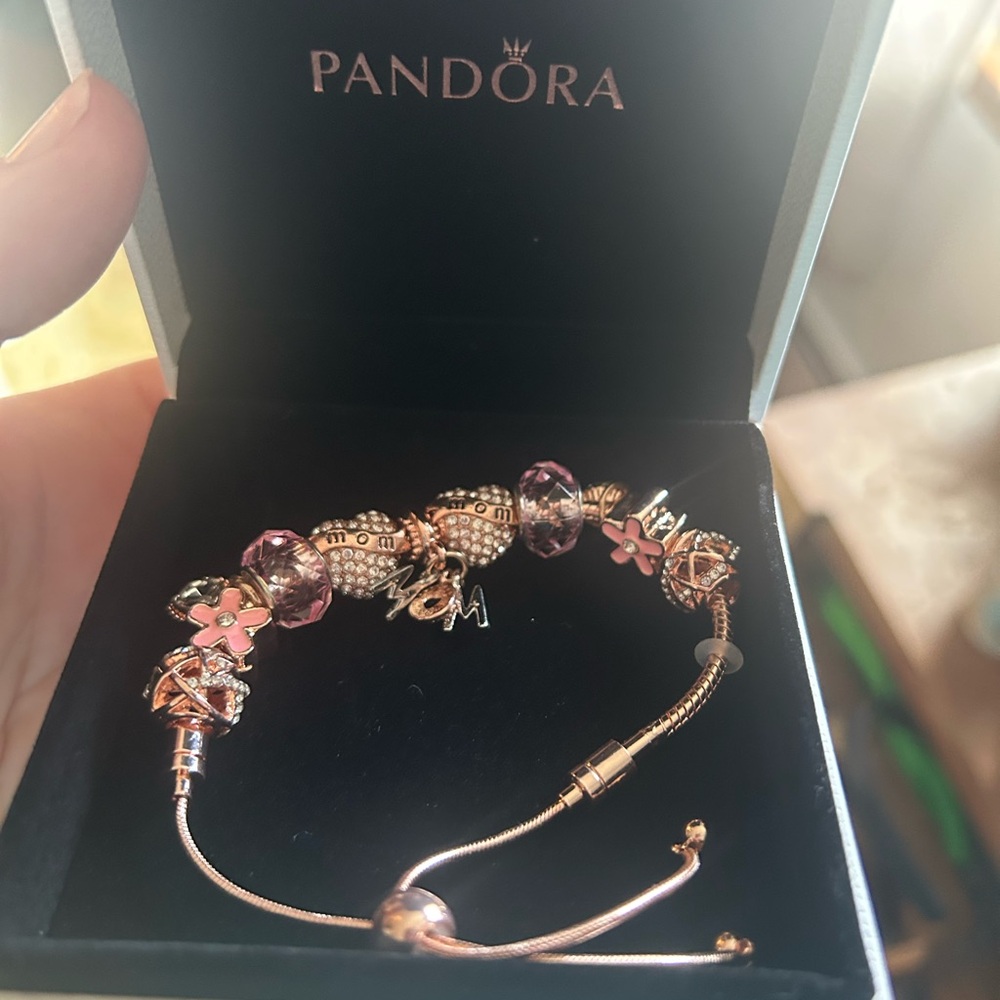 Pandora Pink and Gold Charm Bracelet